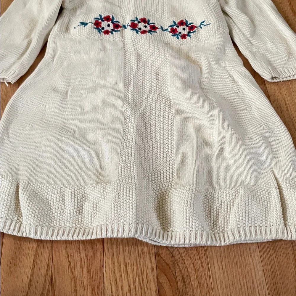 Hanna Andersson Cream Dress with Red Floral Design